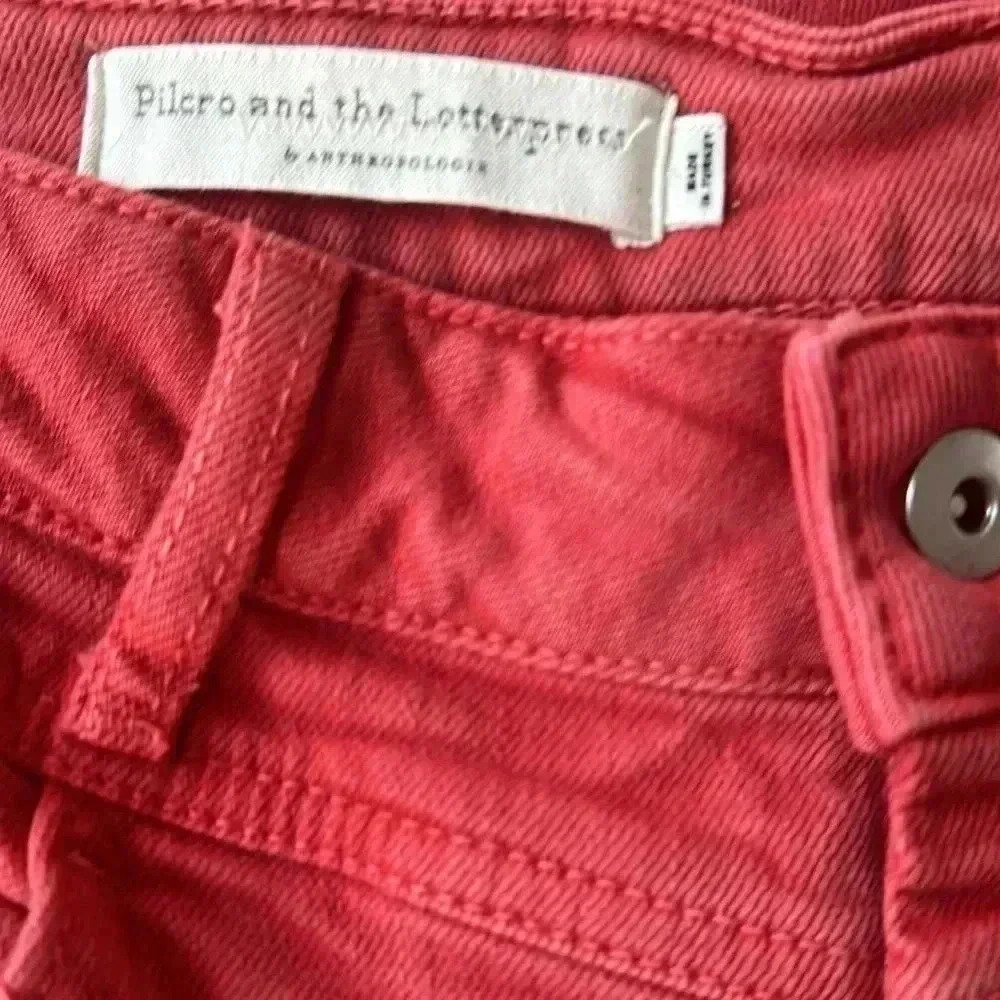 Anthropologie Pilcro Womens 32 Tall Red High Rise Thrashed Skinny Jeans Stretch - Picture 9 of 13